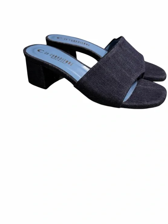 Clacanadienne Dark Blue Denim Slide Mules - Picture 6 of 11